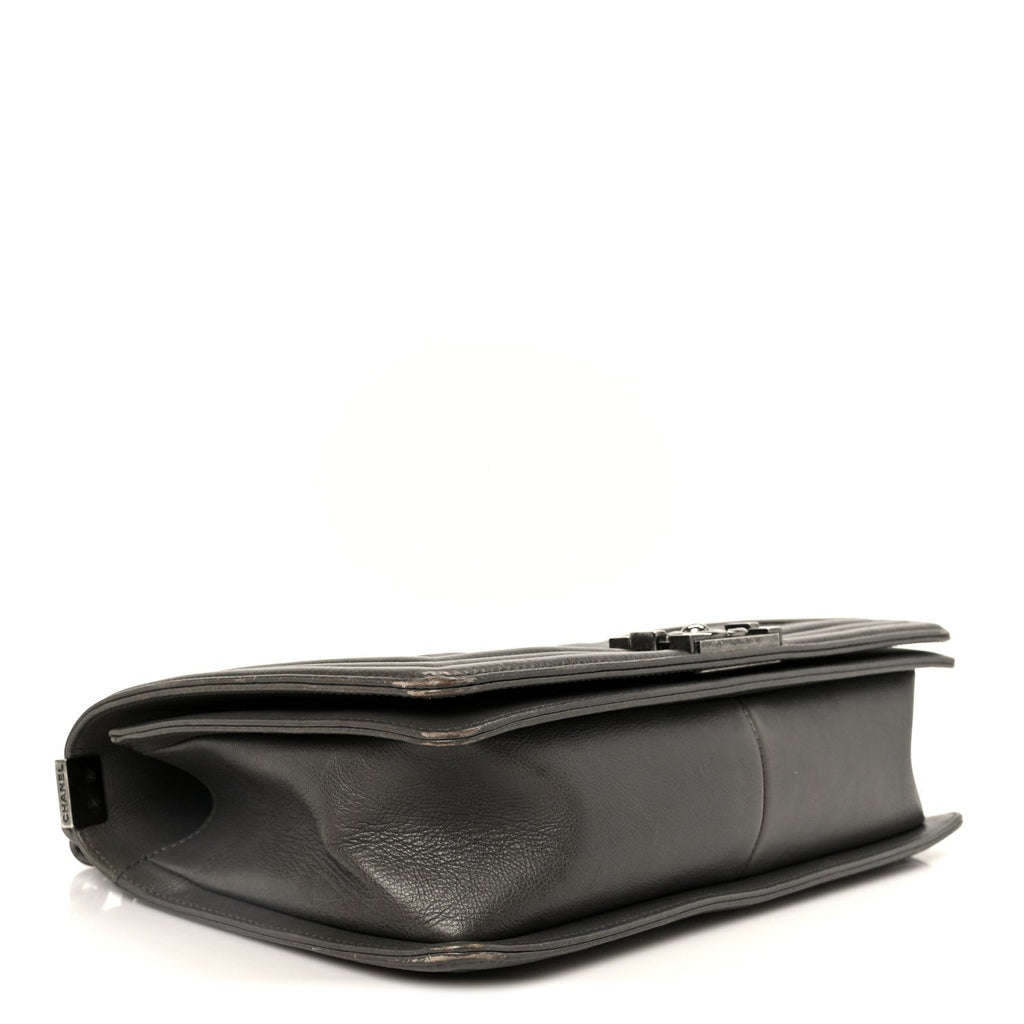 Calfskin Double Stitch New Medium Boy Flap Grey