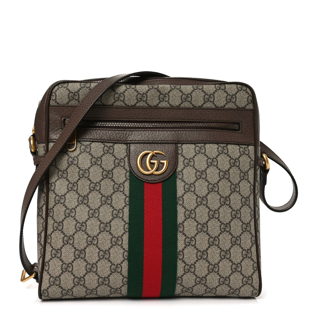 GG Supreme Monogram Web Medium Ophidia Messenger Bag Brown