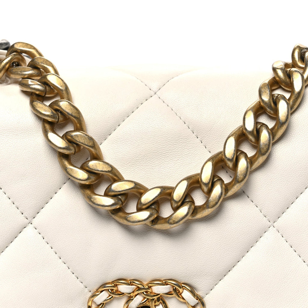 Goatskin Quilted Medium Chanel 19 Flap White