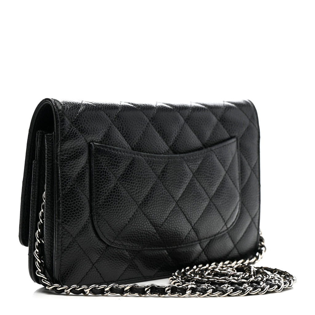Caviar Quilted Wallet on Chain WOC Black