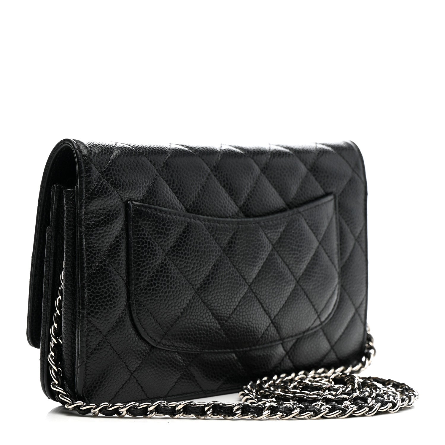 Caviar Quilted Wallet on Chain WOC Black