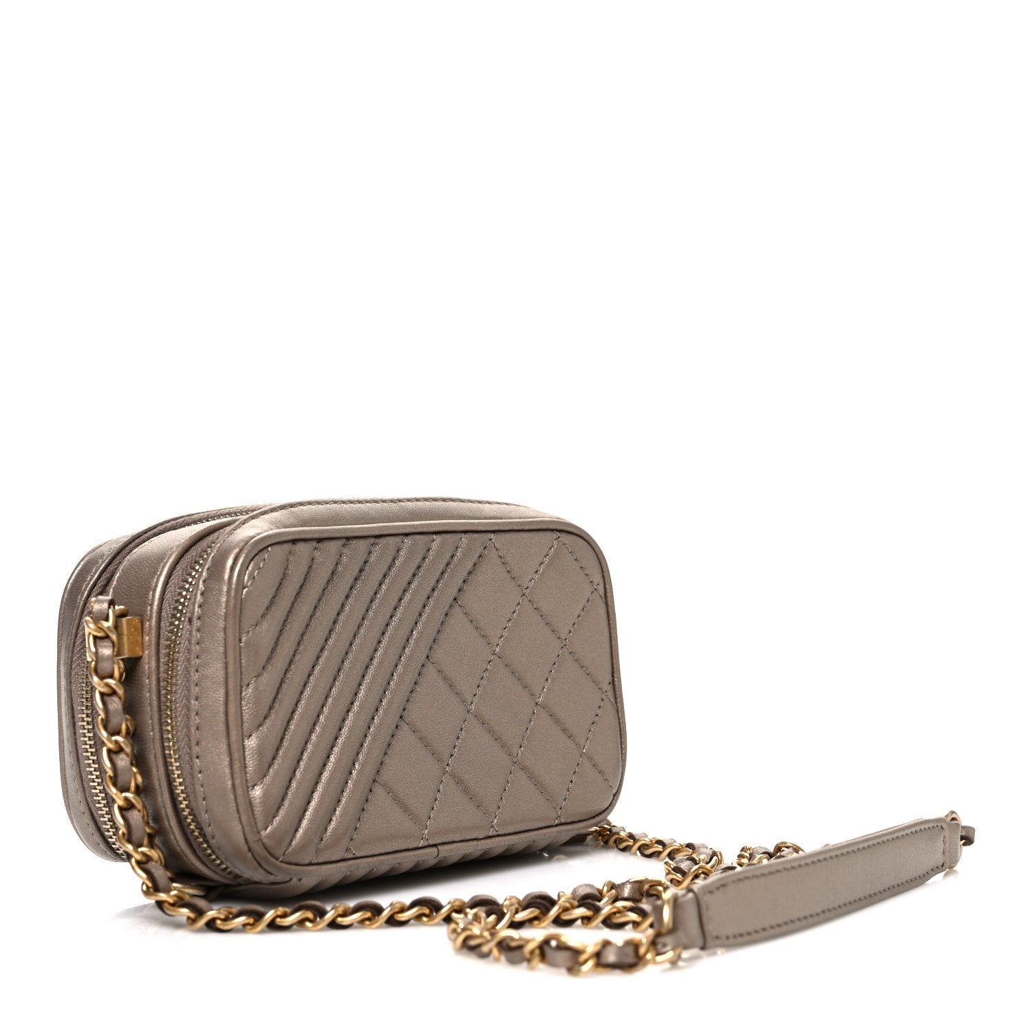Metallic Lambskin Mini Coco Boy Camera Case Dark Gold