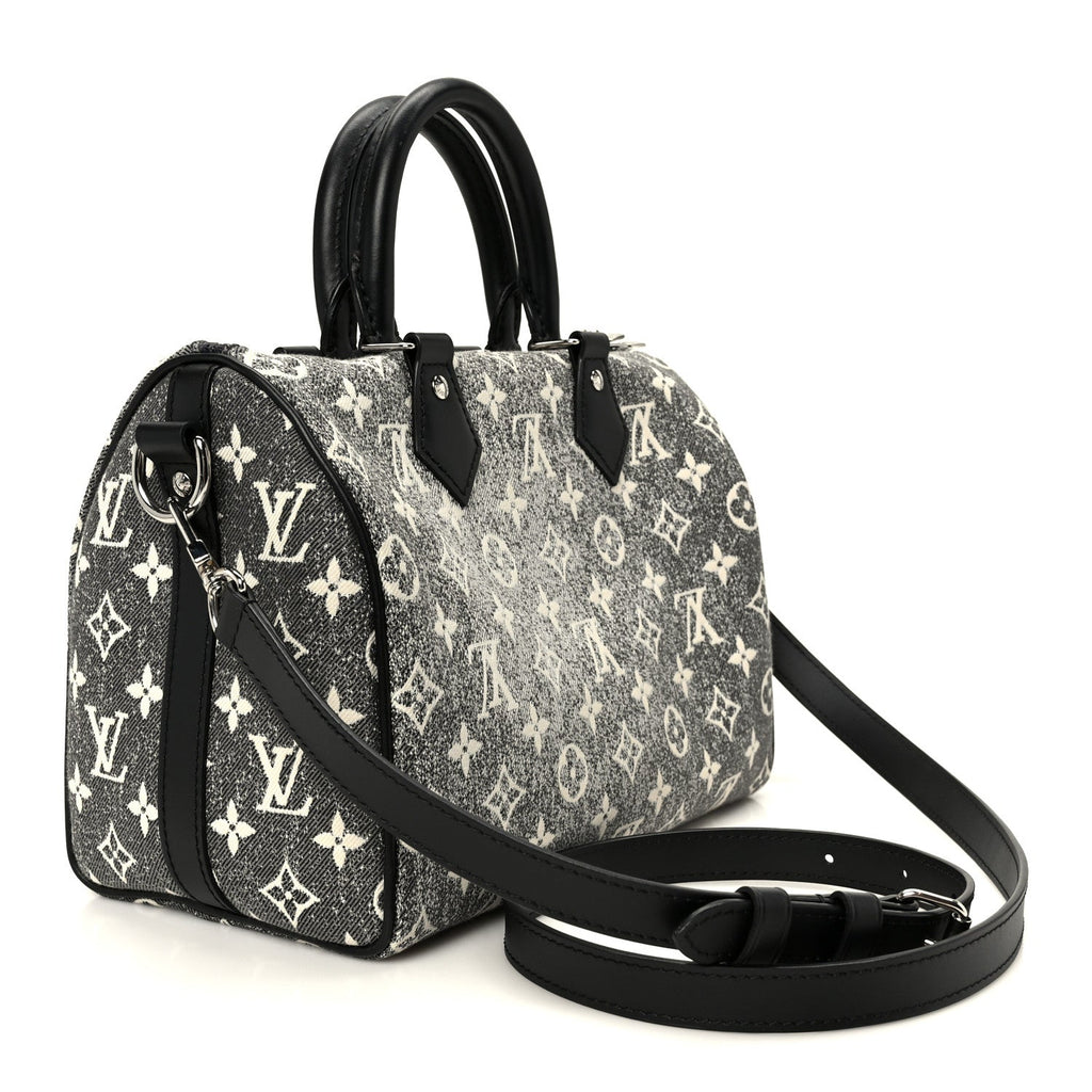 Denim Monogram Jacquard Speedy Bandouliere 25 Black