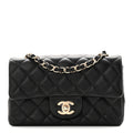 Lambskin Quilted Mini Rectangular Flap Black