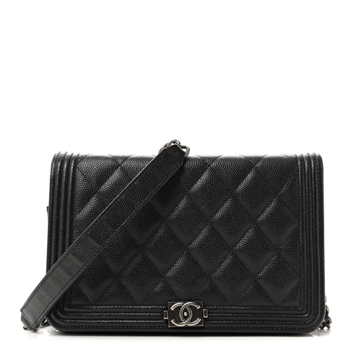 Caviar Quilted Boy Wallet On Chain WOC Black