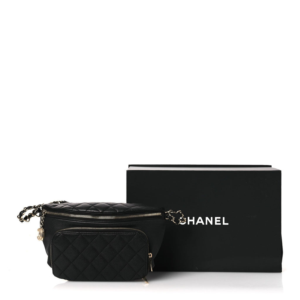 Caviar Quilted Business Affinity Waist Belt Bag Black