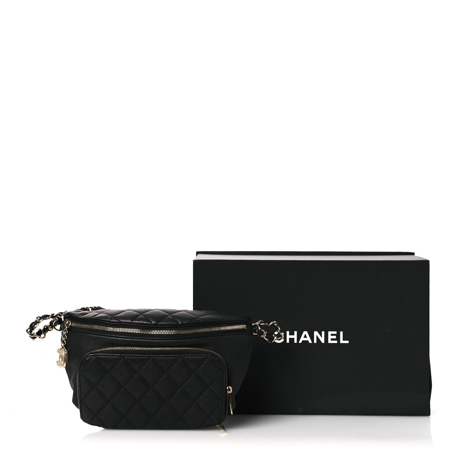 Caviar Quilted Business Affinity Waist Belt Bag Black