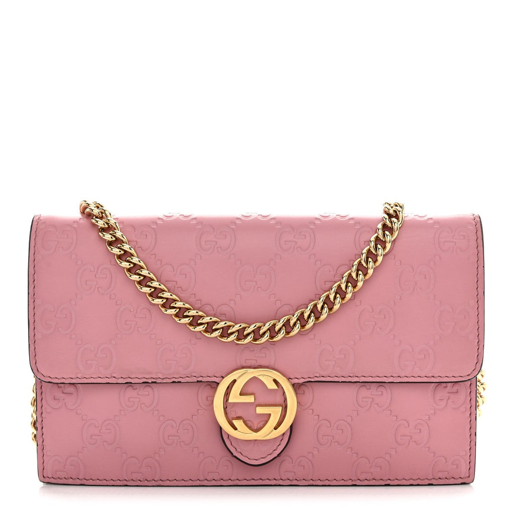 Guccissima Icon Chain Wallet Carmine Rose