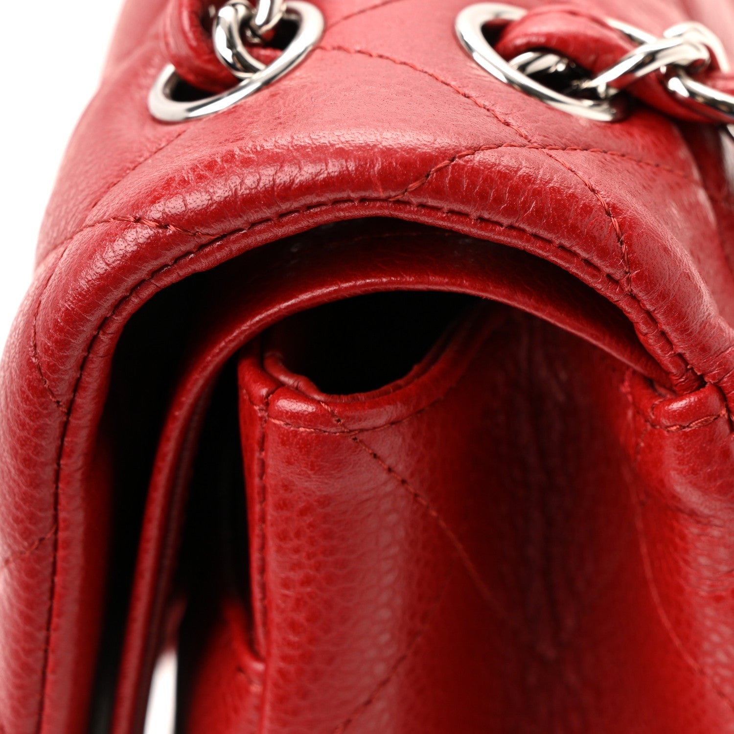 Caviar Quilted Jumbo Double Flap Dark Red