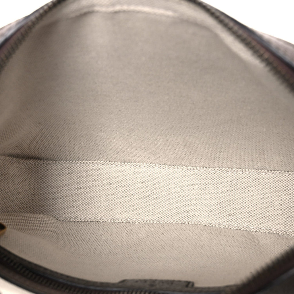 GG Supreme Monogram Textured Dollar Calfskin Web Ophidia Wristlet Shoulder Bag Beige Ebony New Acero