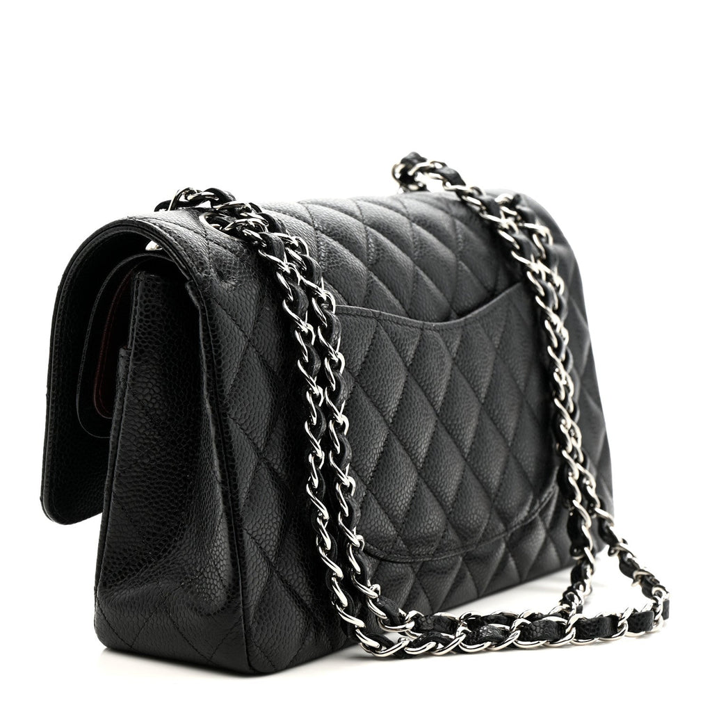 Caviar Quilted Medium Double Flap Black