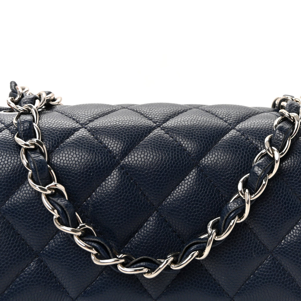 Caviar Quilted Mini Square Flap Navy