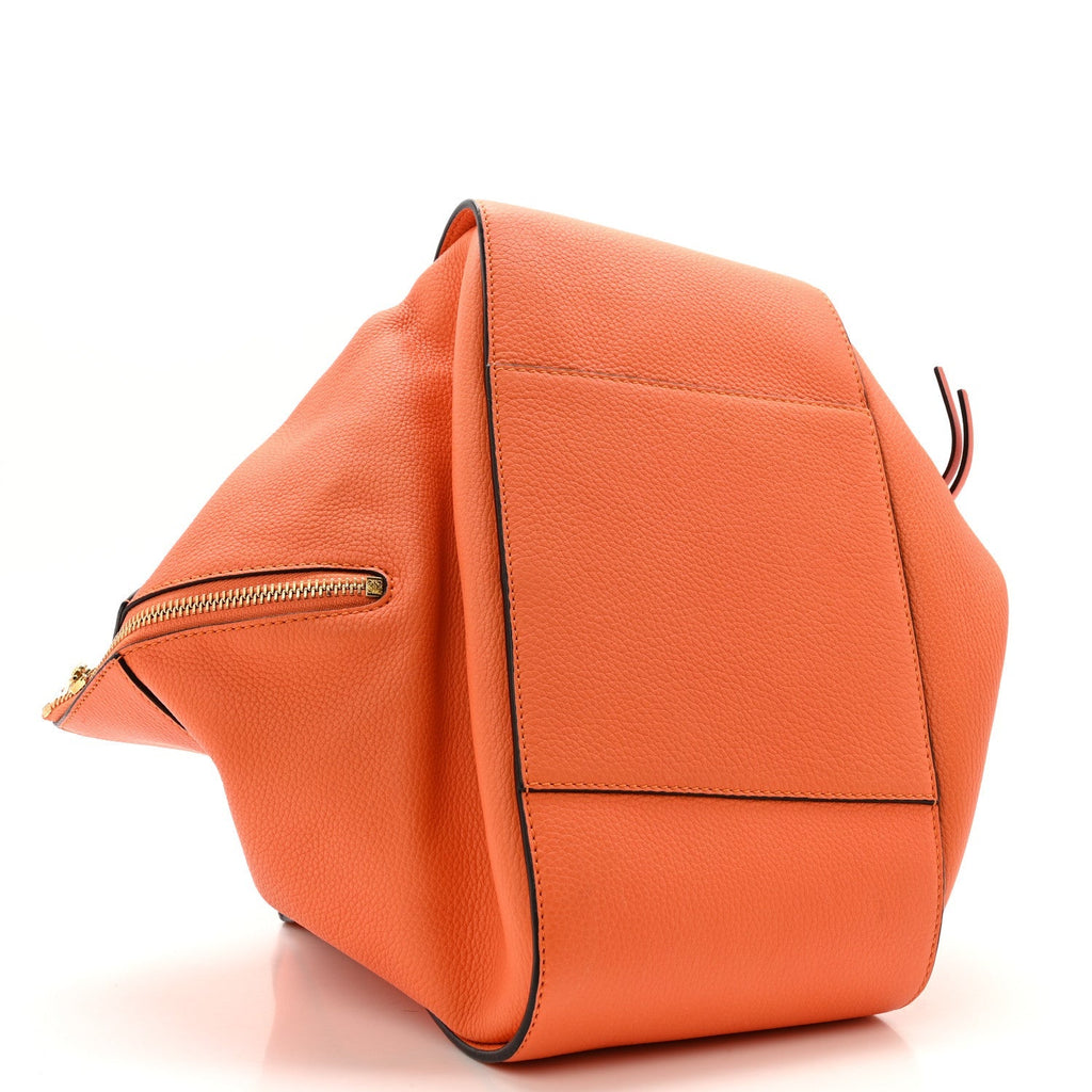 Grained Calfskin Small Hammock Shoulder Bag Apricot Orange