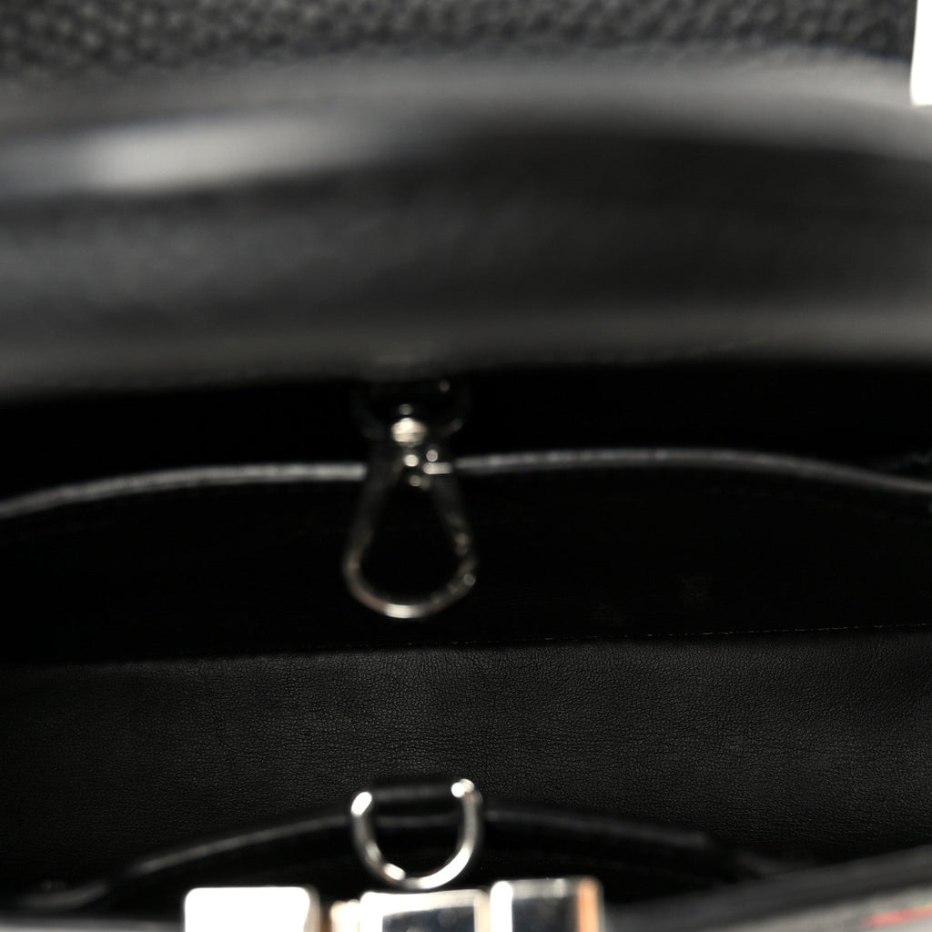 LV X YK Taurillon Inlaid Kusama Flowers Capucines BB Black
