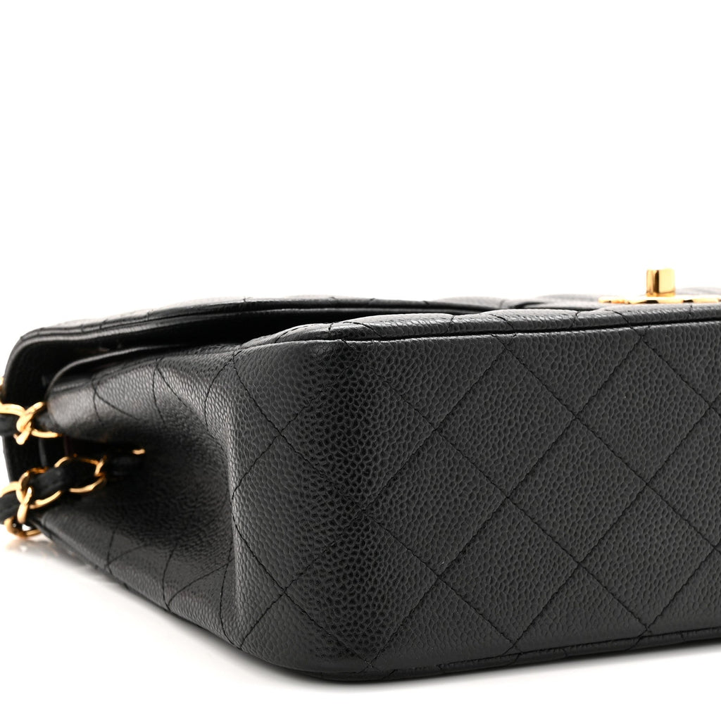Caviar Quilted Jumbo Double Flap Black