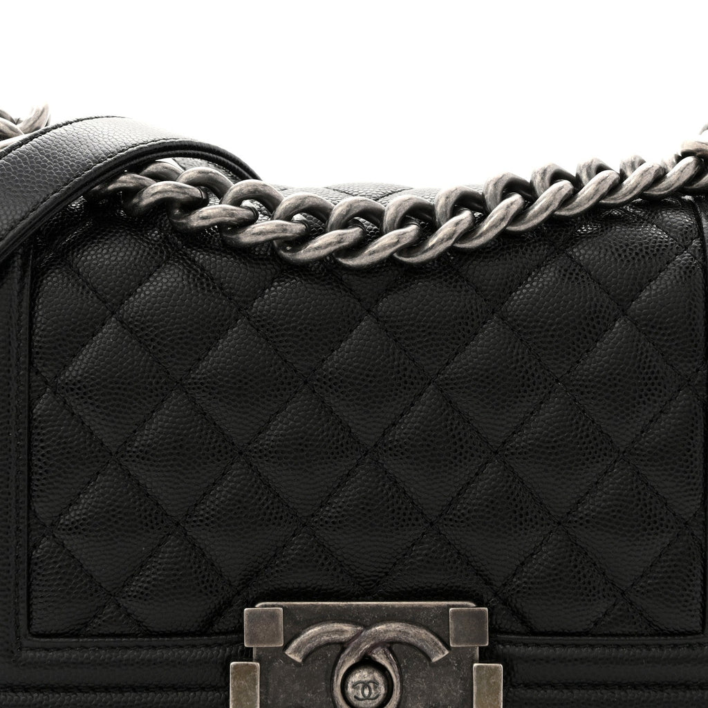 Caviar Quilted Small Boy Flap Black
