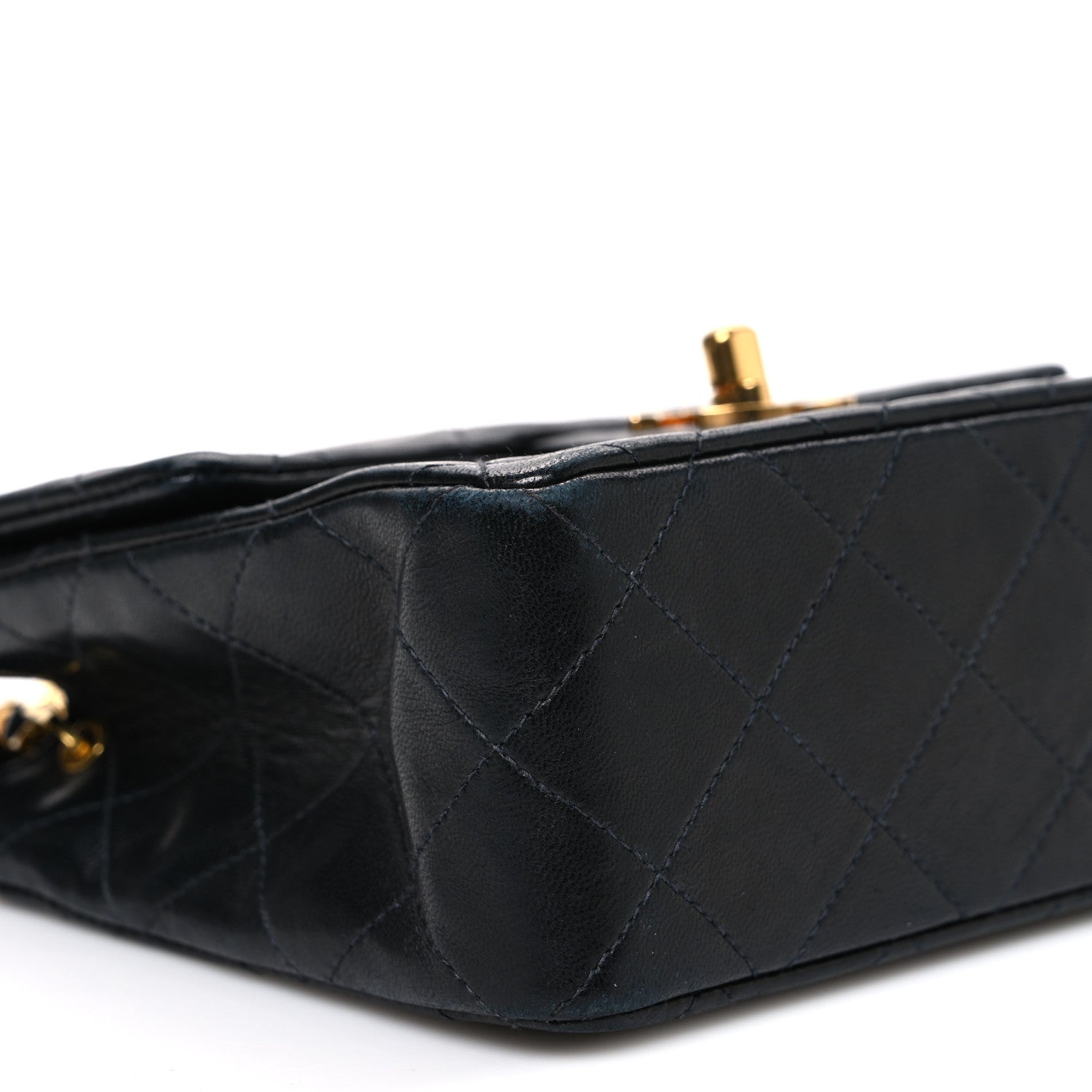 Lambskin Quilted Mini Square Flap Black