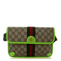 GG Supreme Monogram Web Small Ophidia Belt Bag Beige Ebony Electric Green