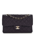 Caviar Quilted Small Double Flap Dark Purple