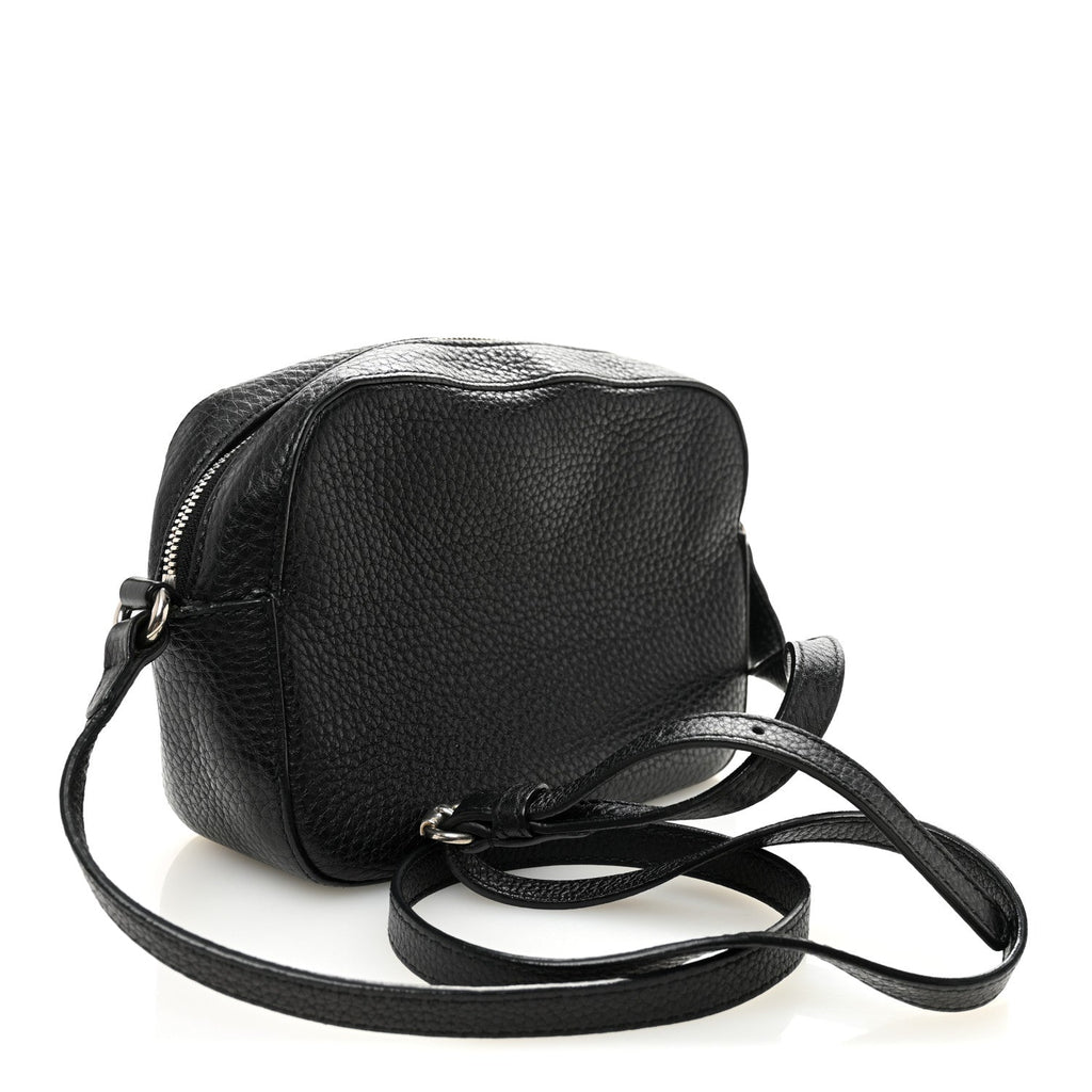 Pebbled Calfskin Studded Small Soho Disco Bag Black