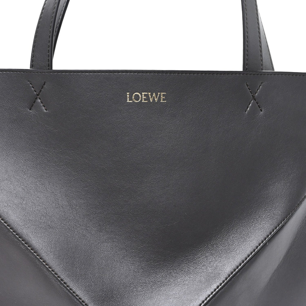 Shiny Calfskin Large Puzzle Fold Tote Dark Grey