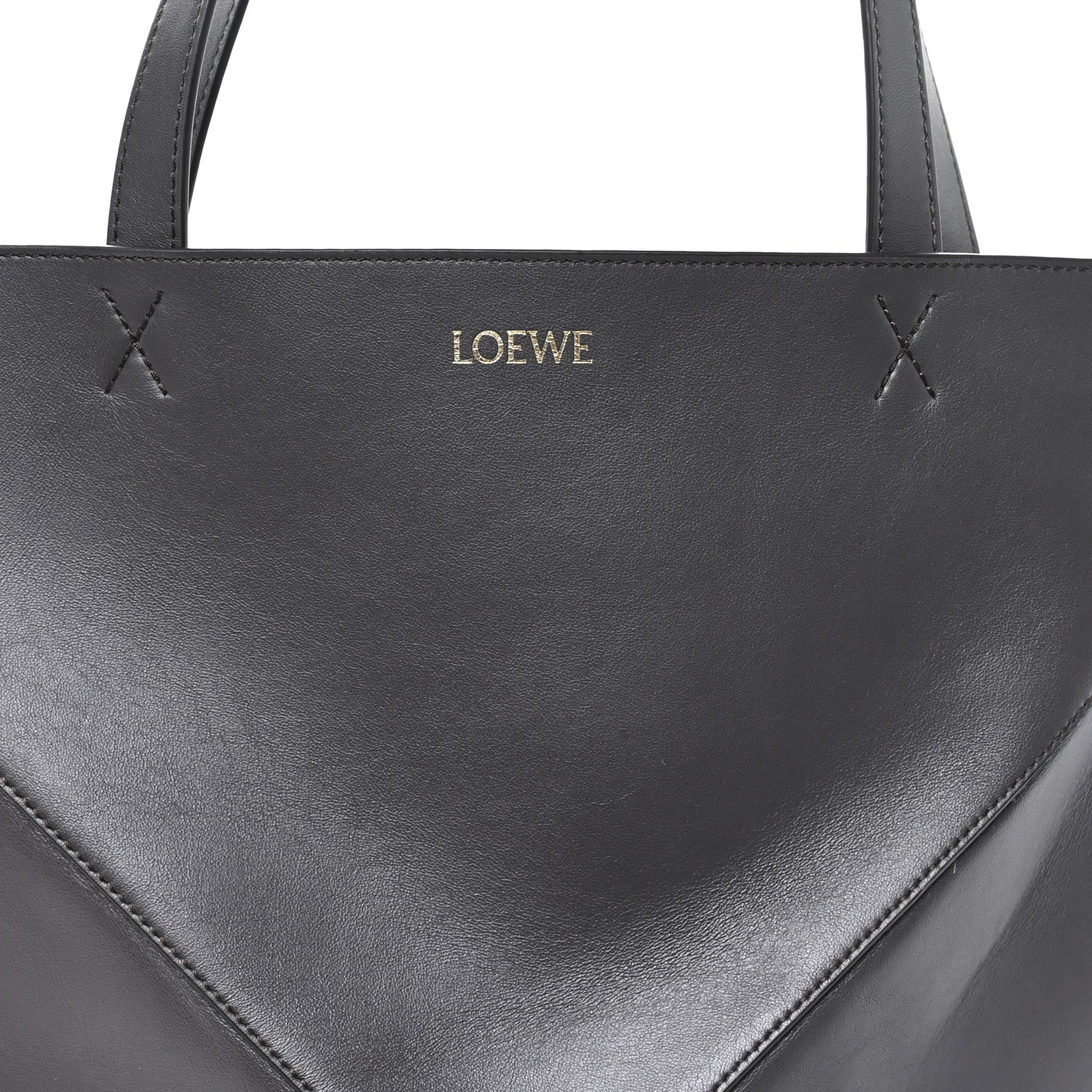 Shiny Calfskin Large Puzzle Fold Tote Dark Grey