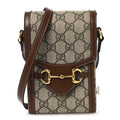 GG Supreme Monogram Mini Horsebit 1955 Crossbody Bag Beige Brown Sugar
