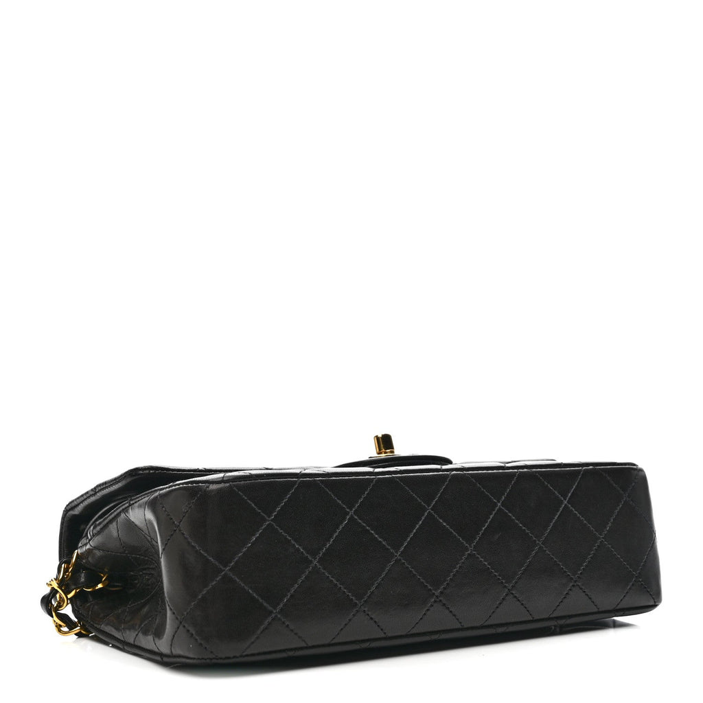Lambskin Quilted Small Double Flap Black