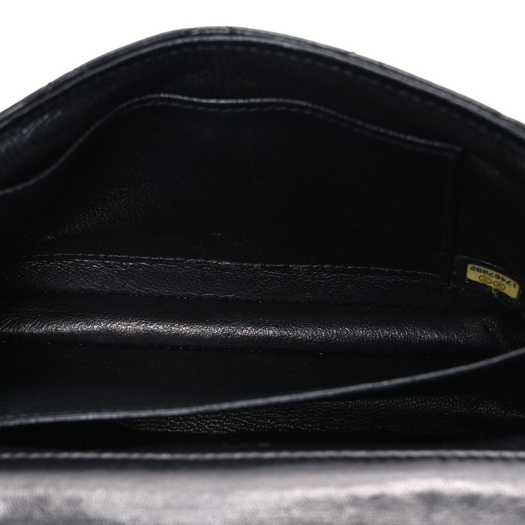 Lambskin Quilted Extra Mini Rectangular Flap Black