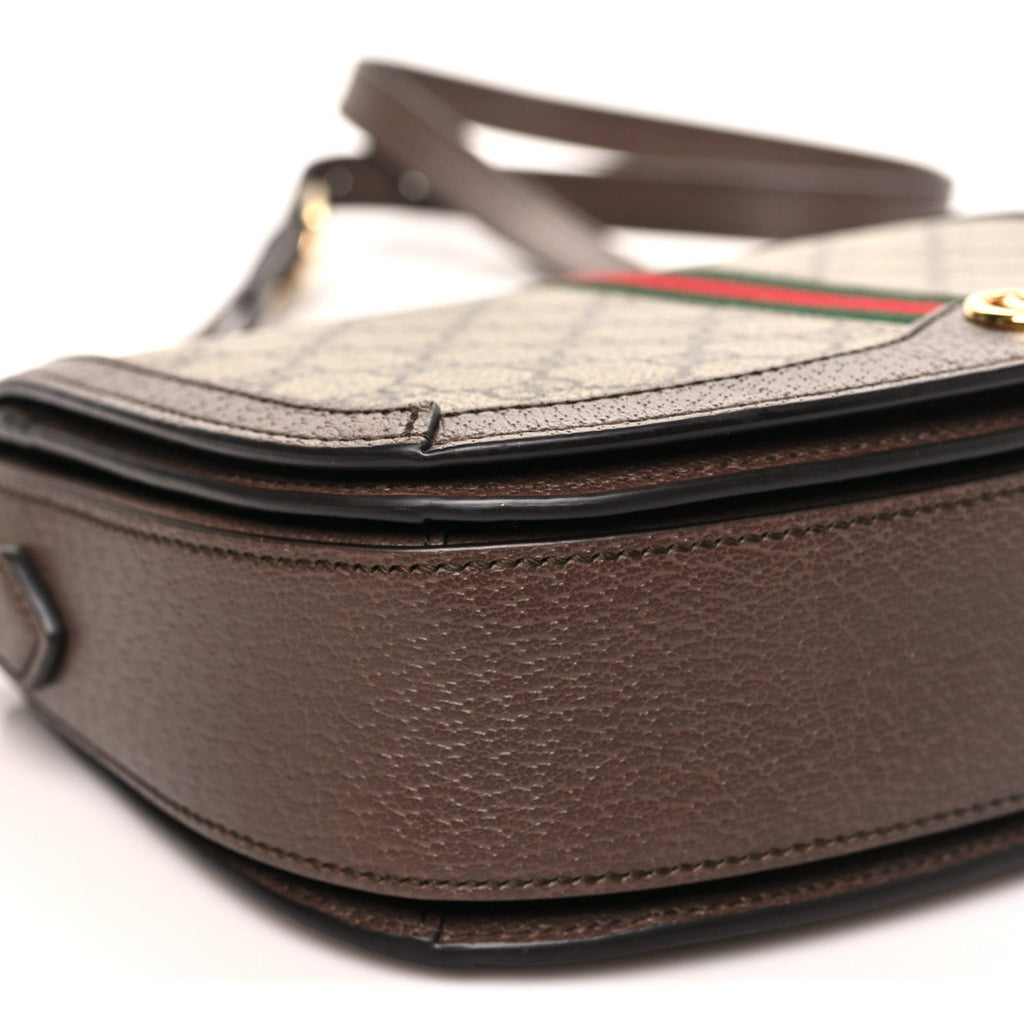 GG Supreme Monogram Web Small Ophidia Flap Messenger Bag Brown