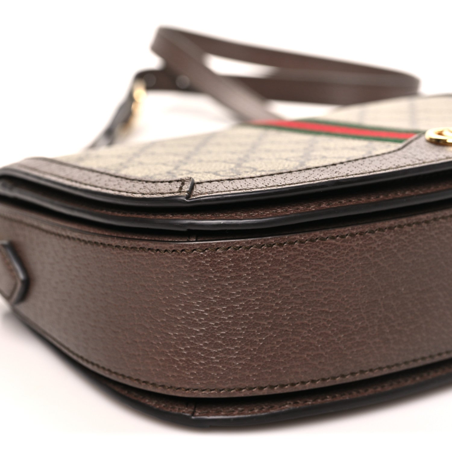 GG Supreme Monogram Web Small Ophidia Flap Messenger Bag Brown