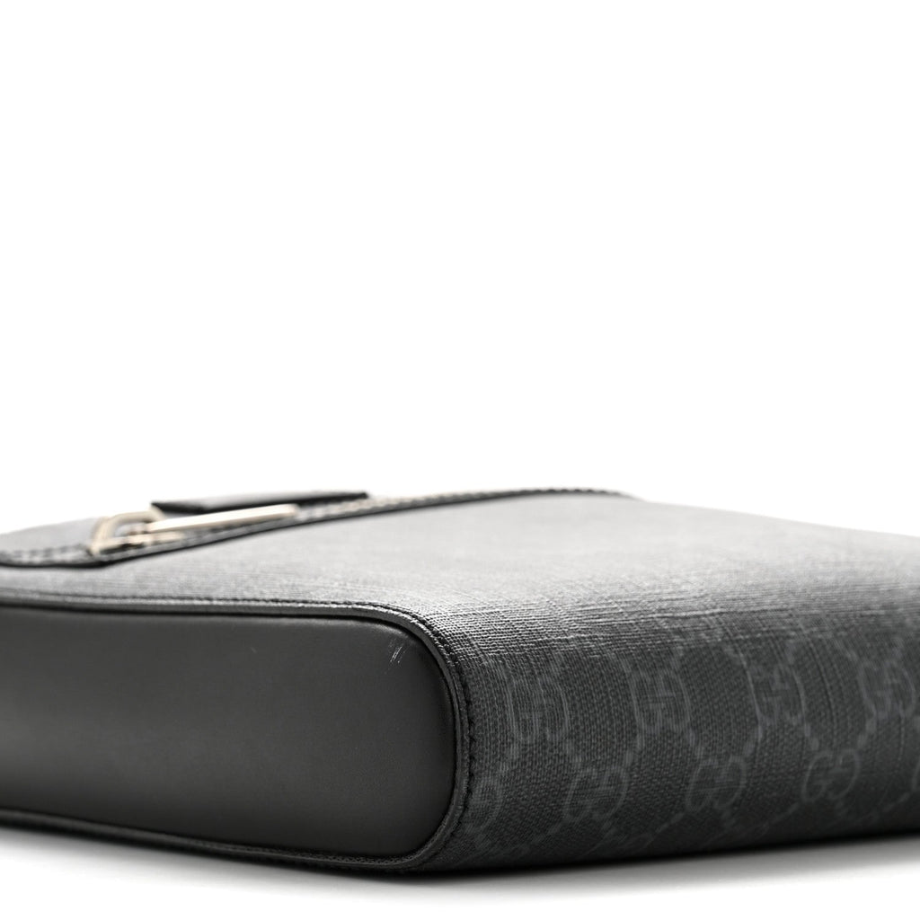 GG Supreme Monogram Web Small Flat Messenger Bag Black Grey