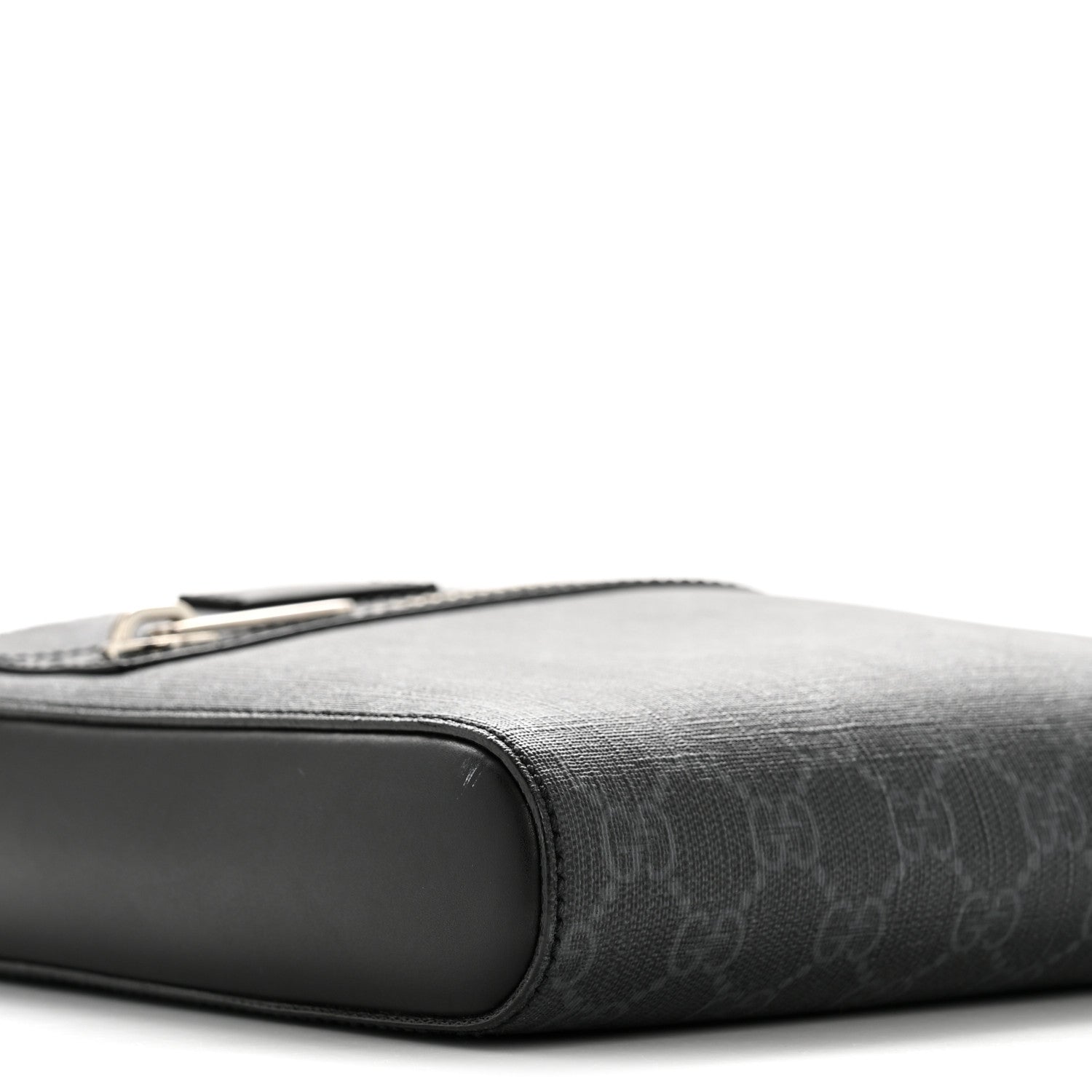 GG Supreme Monogram Web Small Flat Messenger Bag Black Grey