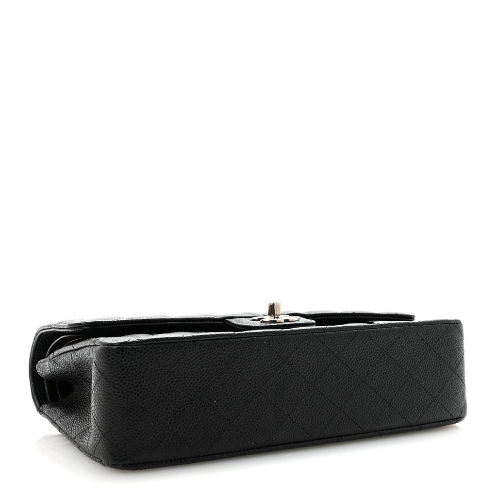 Caviar Quilted Medium Double Flap Black