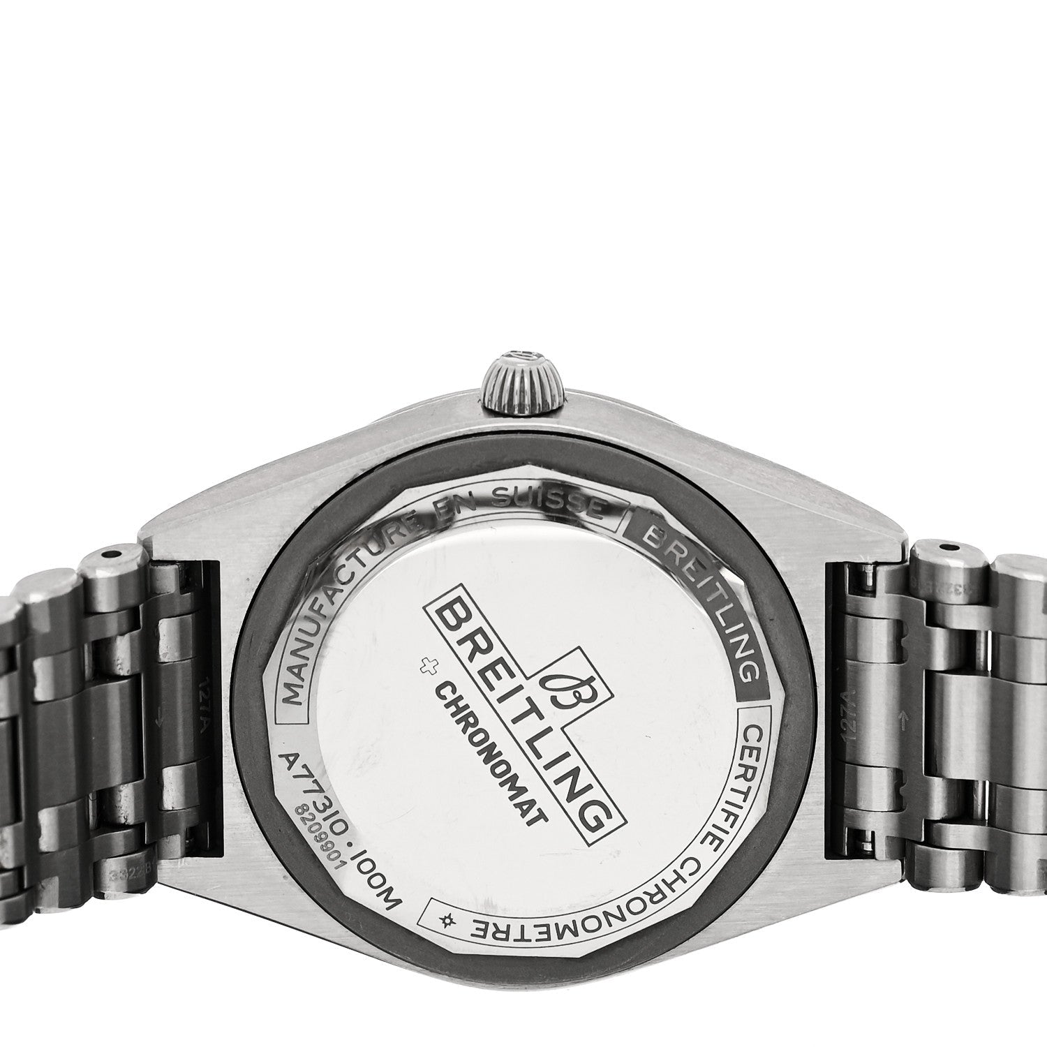 Stainless Steel Diamond Bezel 32mm Chronomat Quartz Watch Silver A77310591A1A1
