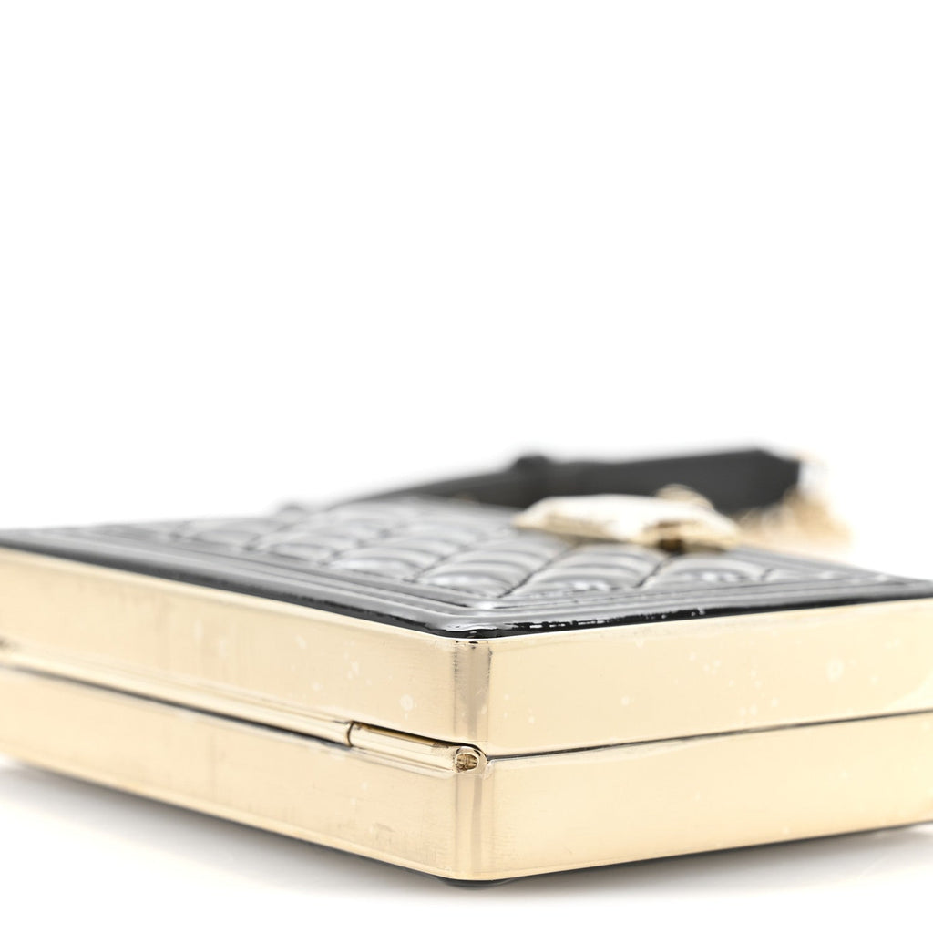 Patent Calfskin Boy Minaudiere Black