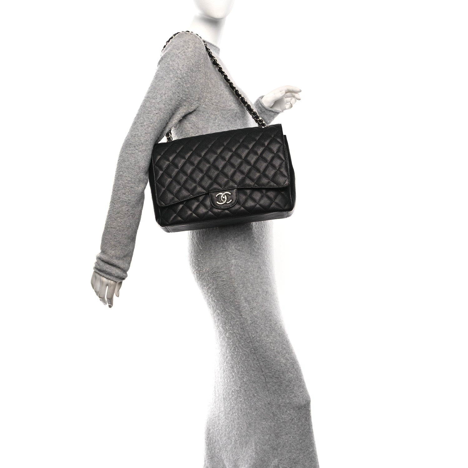 Caviar Quilted Maxi Double Flap Black