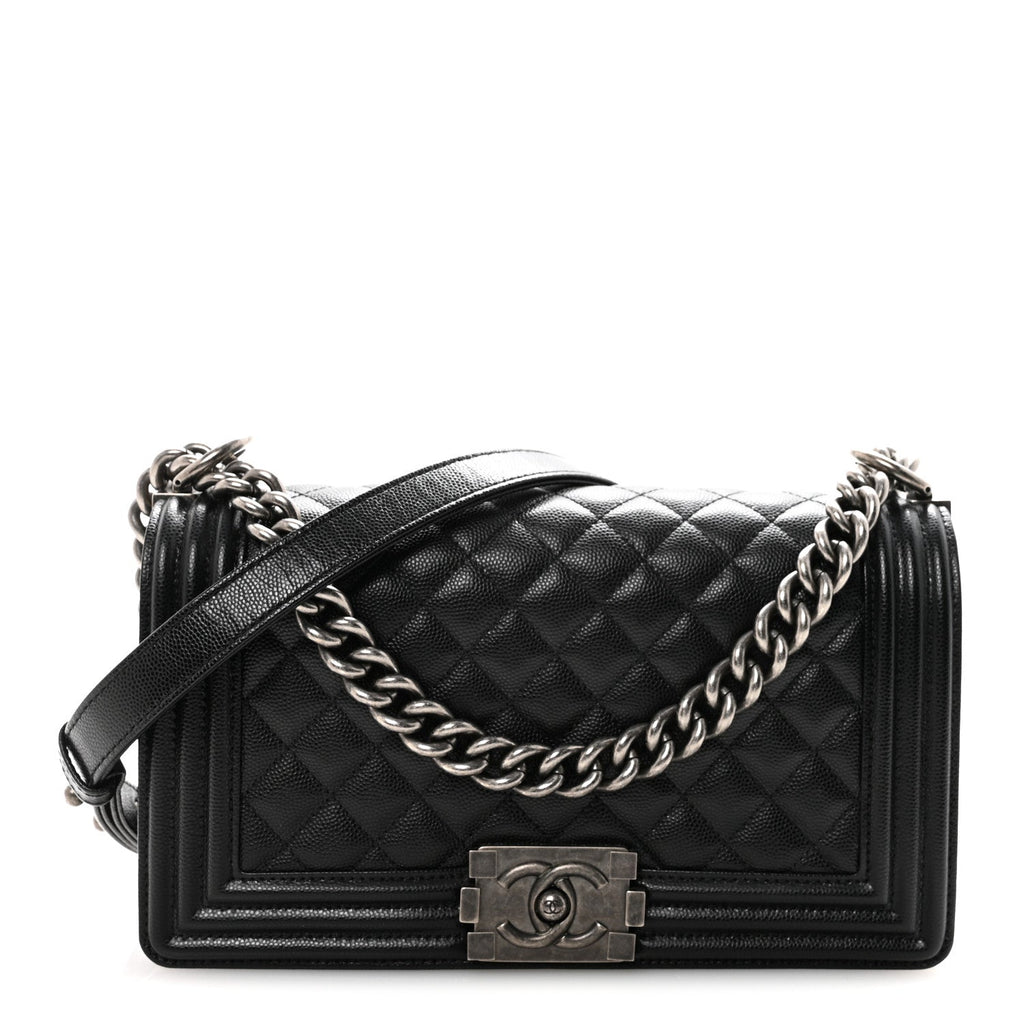 Caviar Quilted Medium Boy Flap Black