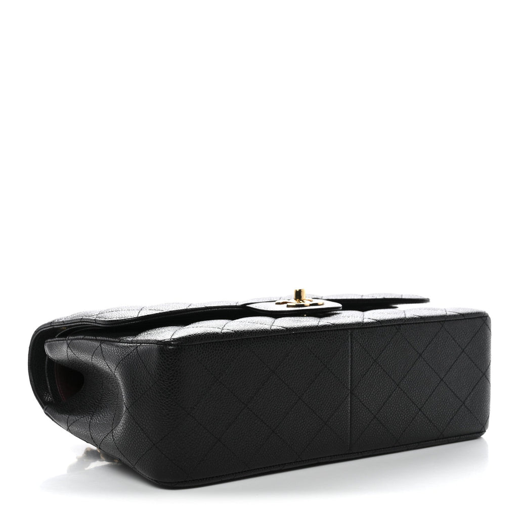 Caviar Quilted Jumbo Double Flap Black