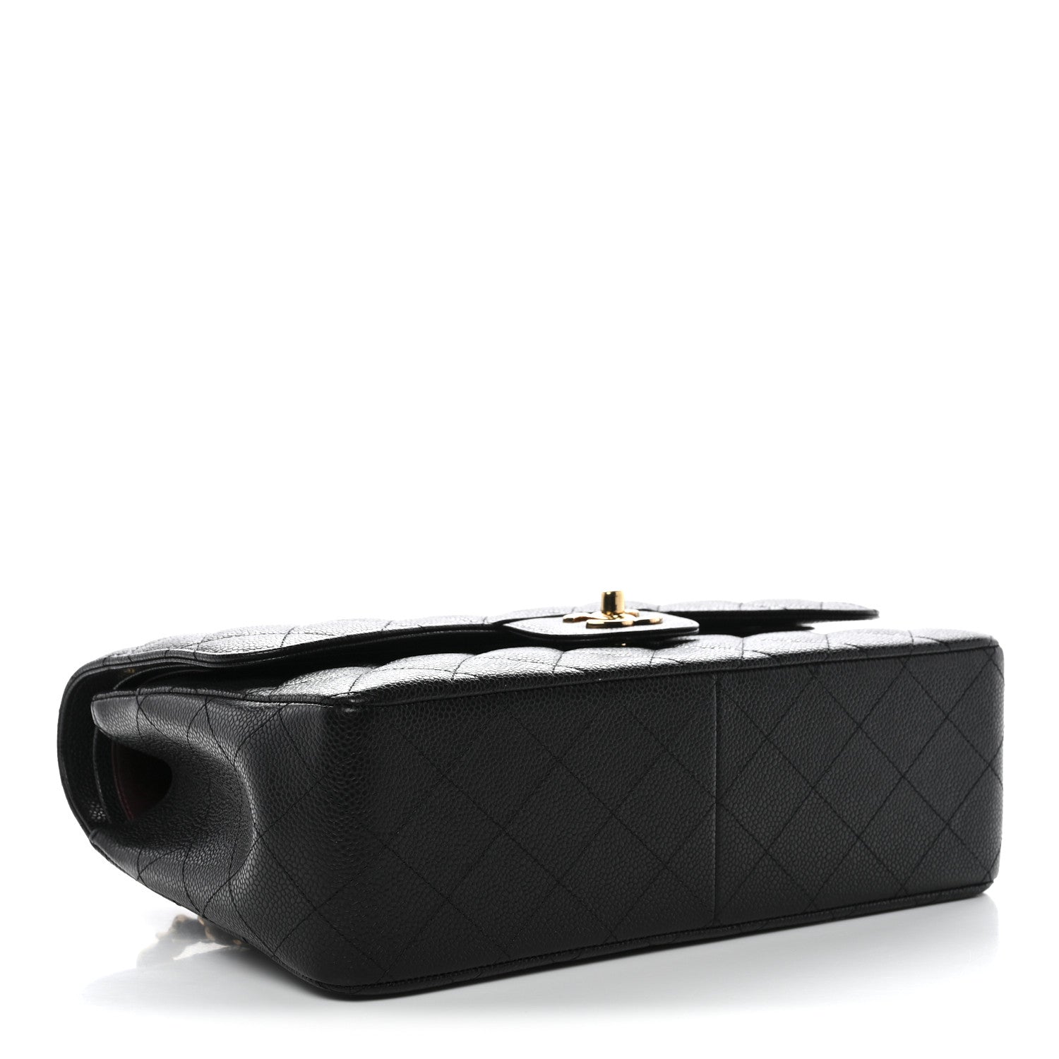 Caviar Quilted Jumbo Double Flap Black