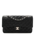 Caviar Quilted Medium Double Flap Black