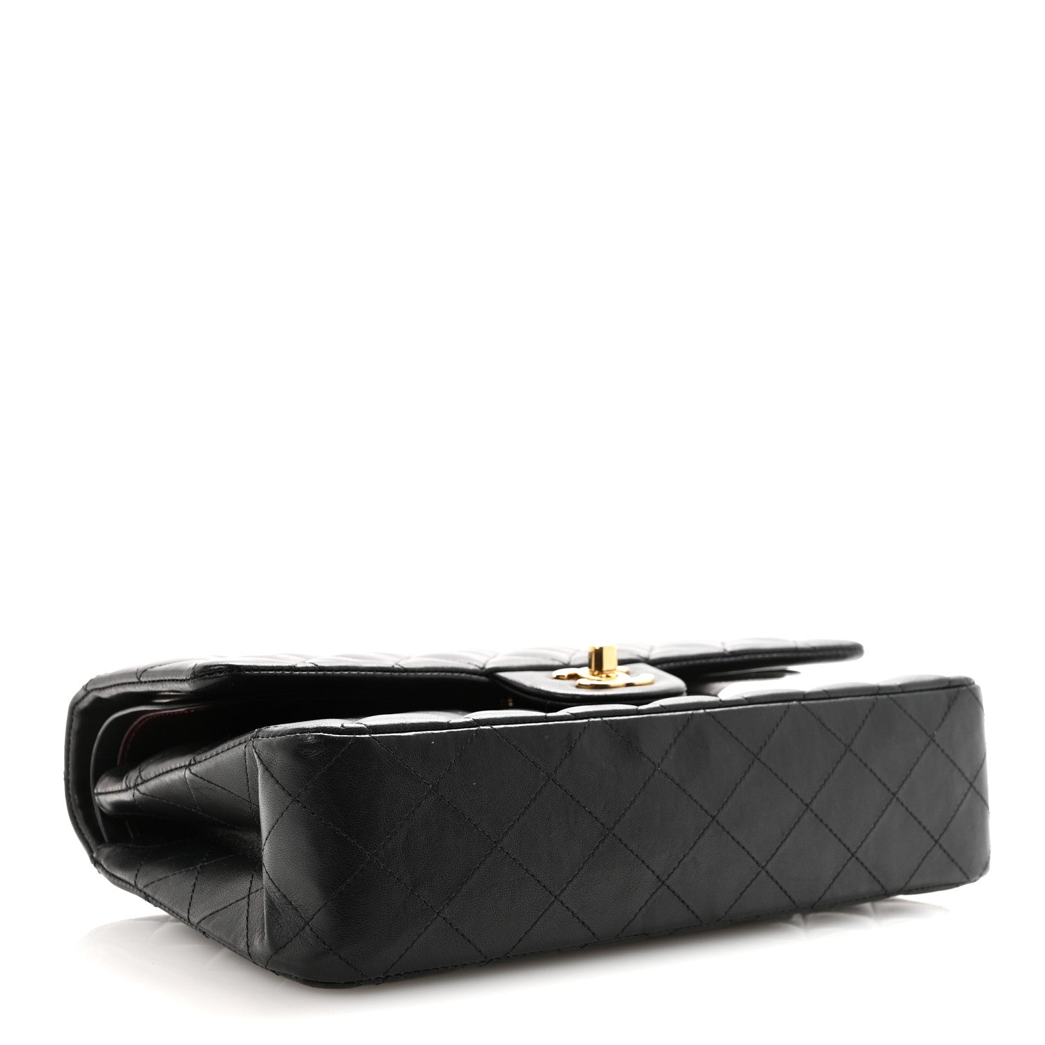 Lambskin Quilted Medium Double Flap Black
