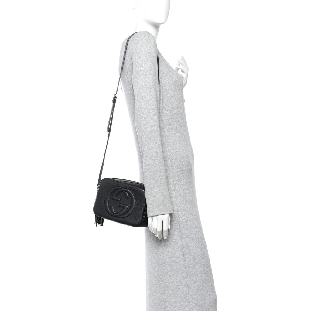 Pebbled Calfskin Small Soho Disco Bag Black