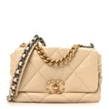 Lambskin Quilted Medium Chanel 19 Flap Beige