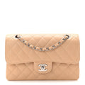 Caviar Quilted Small Double Flap Beige