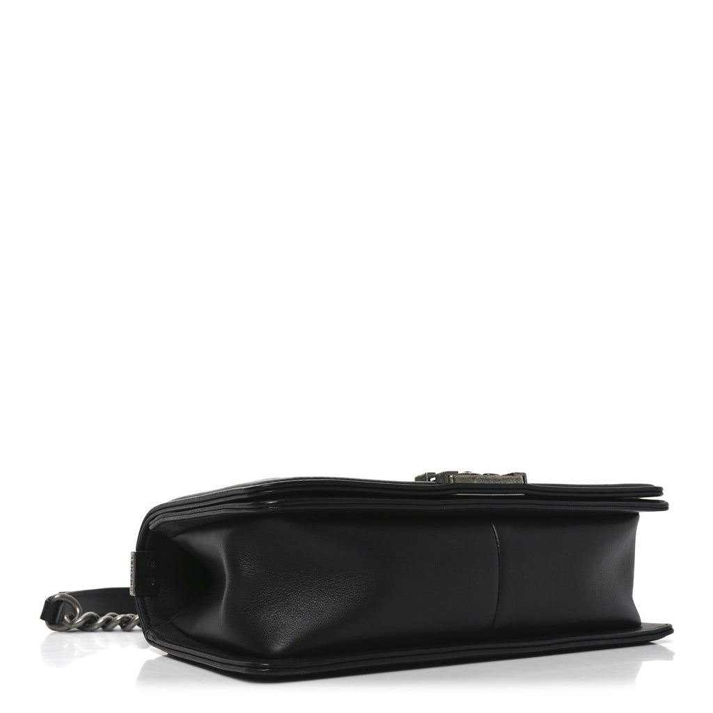 Calfskin Quilted Medium Boy Flap Black