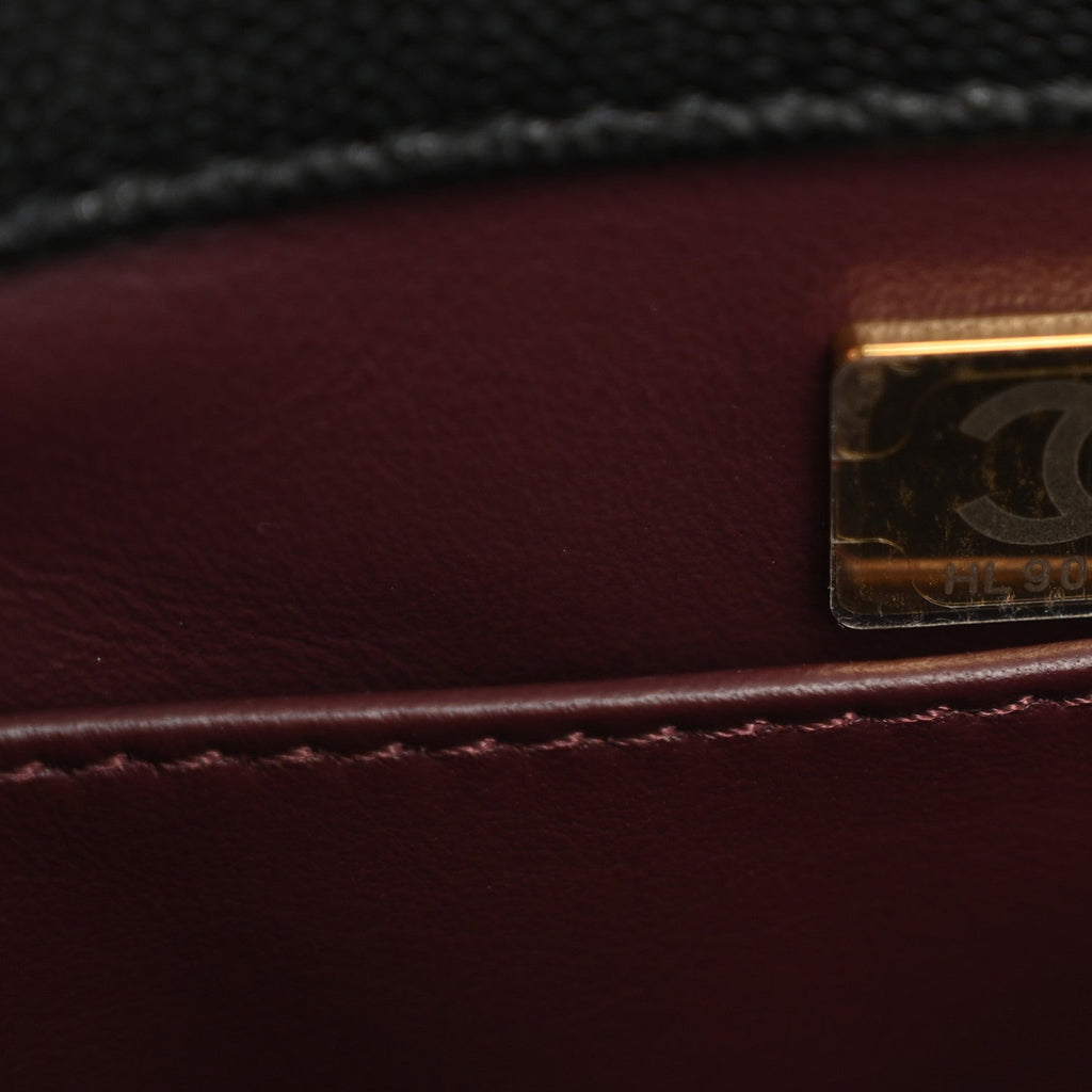 Caviar Quilted Small Coco Chain Handle Flap Black