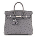 Ostrich Birkin 25 Gris Agate