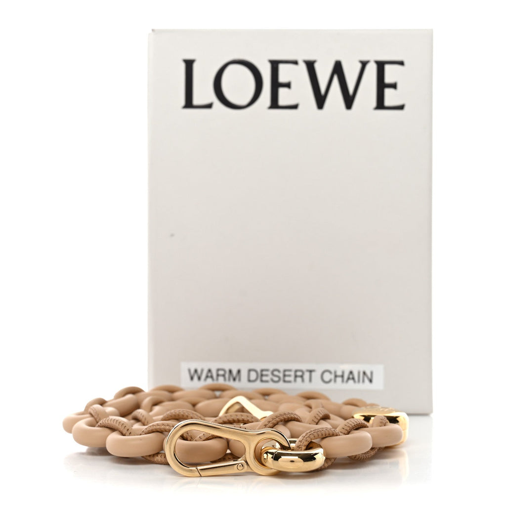 Brass Calfskin Donut Chain Shoulder Strap Silk Beige