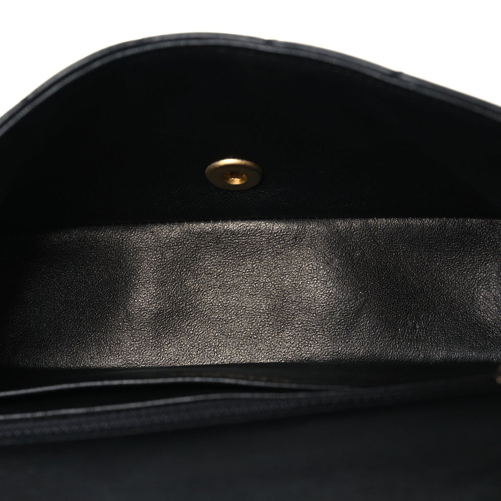 Lambskin Quilted Mini Rectangular Flap Black